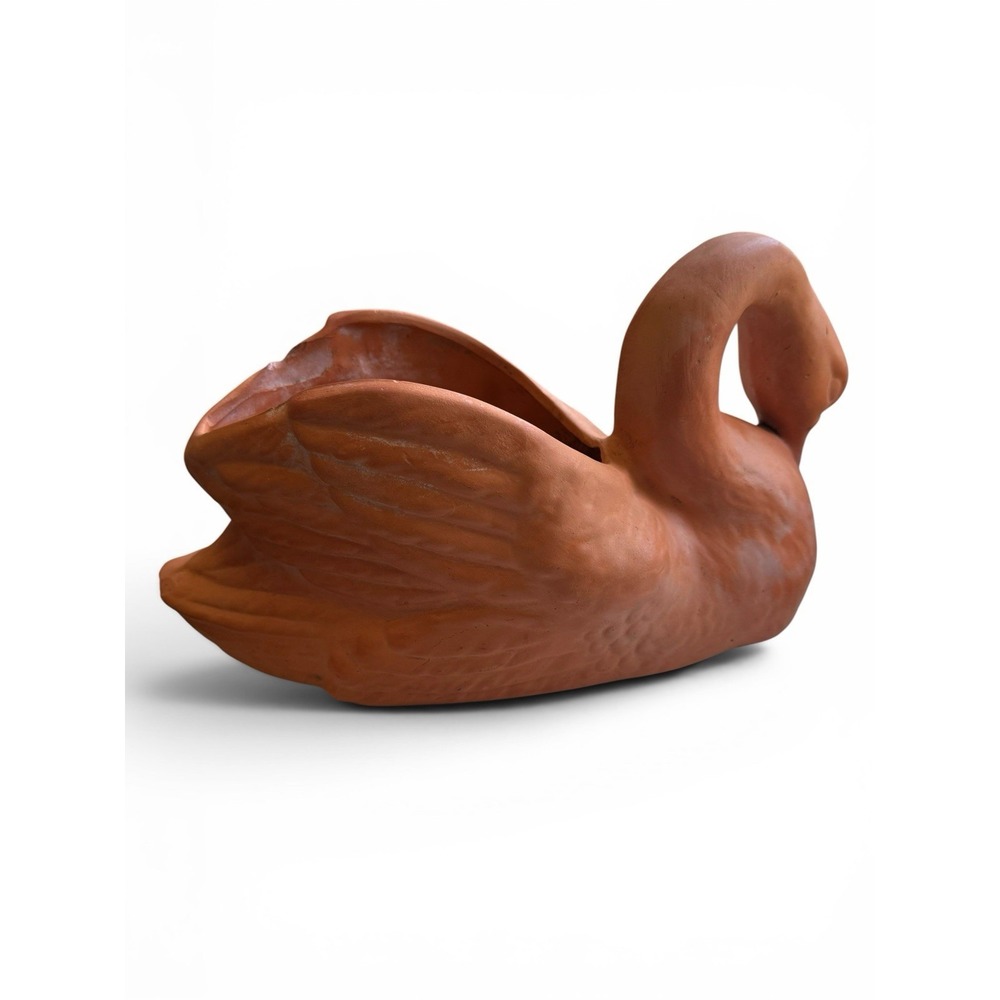 Vintage Terracotta Swan Planter Pot 14"x8"x8" Textured Jardiniere w/Drainage #2 - Picture 7 of 12